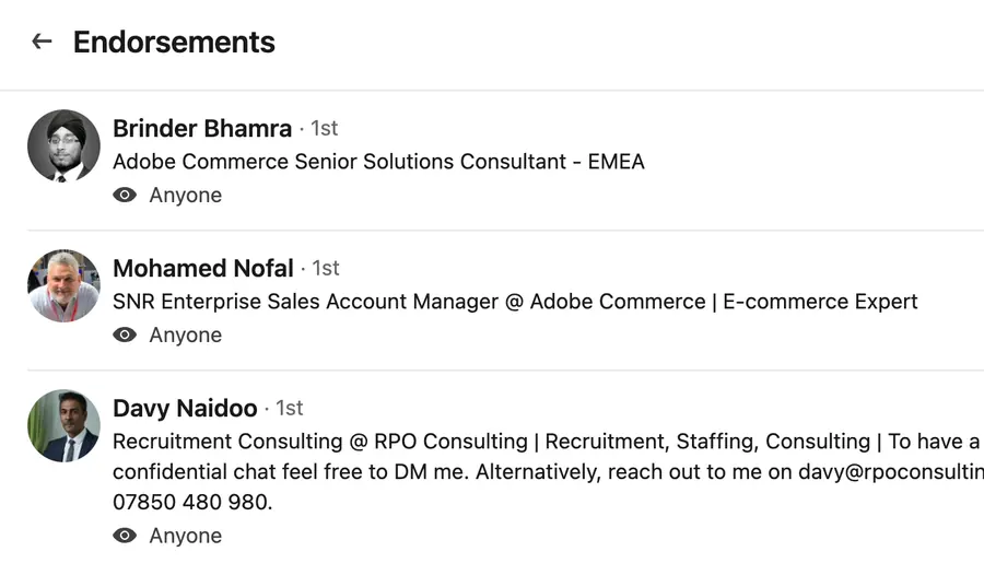 LinkedIn endorsements