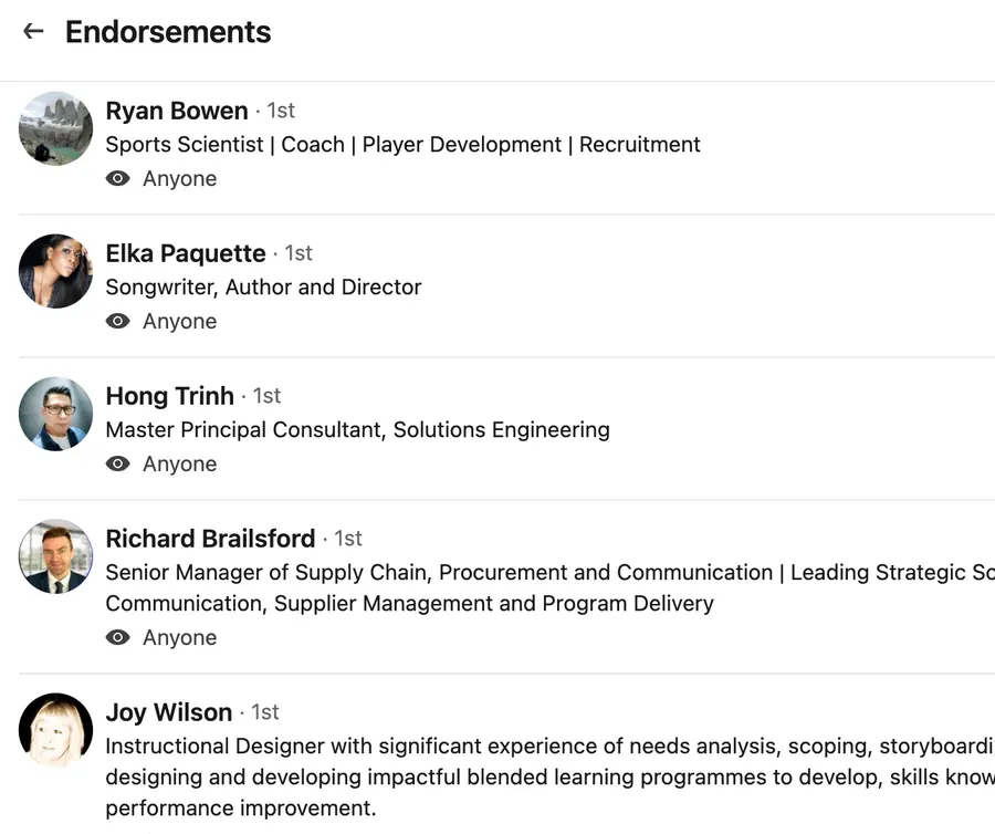 LinkedIn endorsements