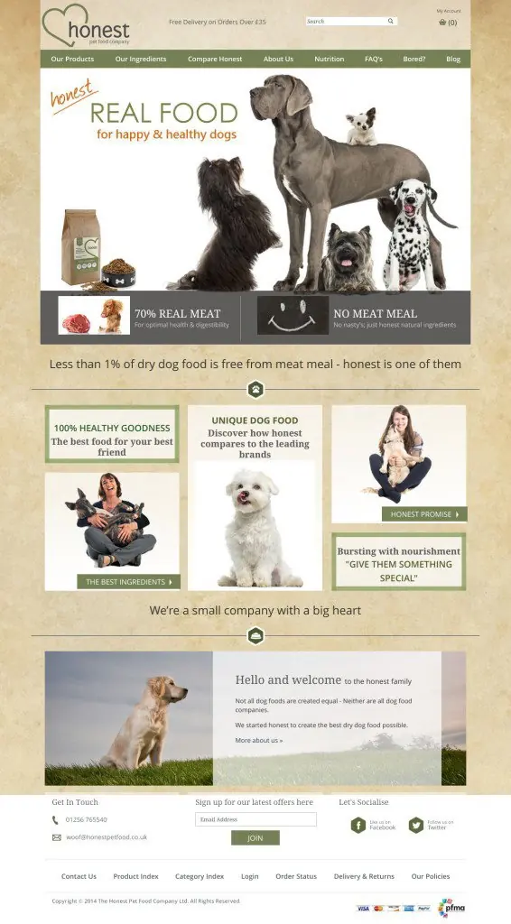 Honest Pet Food website